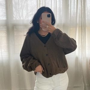 Vintage NAUTICA Brown Wool oversized button up cardigan size XL